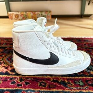 EUC Nike White and Black High-Top Sneakers